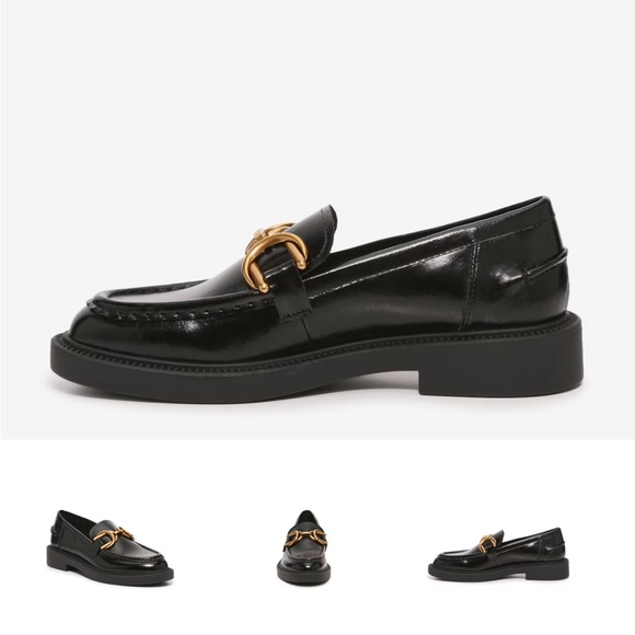 Steve Madden Black Patent Leather Lando Lug Loafers Womens Size 7.5 - Picture 3 of 4